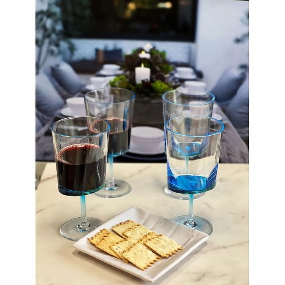 Oval Halo Plastic Wine Glasses Set of 4 , 12oz BPA Free Acrylic Wine Glass Set