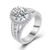 Oval Halo Split Shank Engagement Ring For Velantine Gift 1.9 Ct Diamond 14K White Gold Over