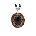 thumbnail image 1 of Oval Healing Gemstone Crystal Cabochon Pendant Brown Resin Border Adjustable Necklace - Womens Fashion Handmade Jewelry Boho Accessories, 1 of 2