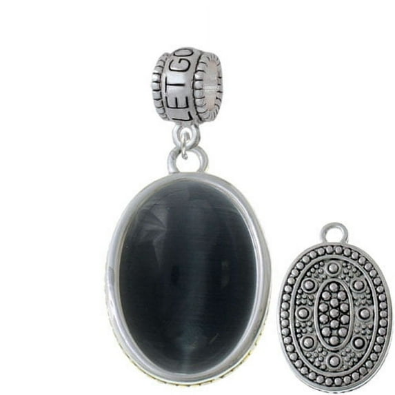 Oval - Imitation Cat's Eye - Black - Let Go Let God Charm Bead