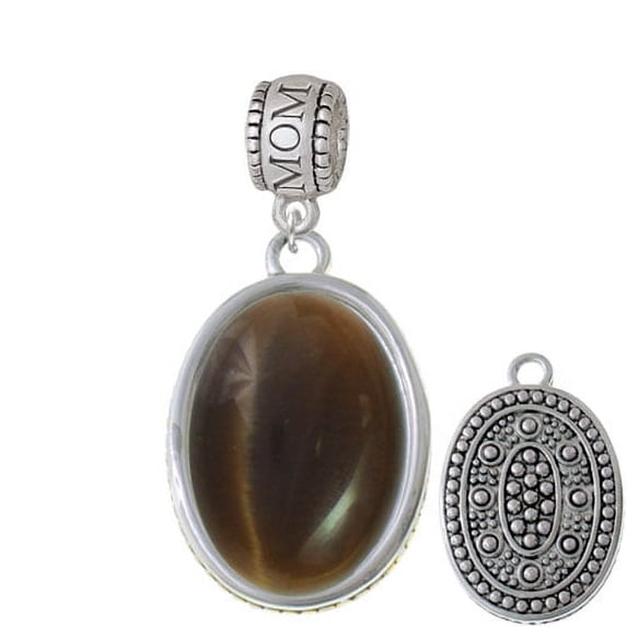 Oval - Imitation Cat's Eye - Brown - Mom Charm Bead