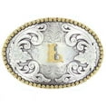 thumbnail image 1 of Oval Initial Buckle by Nocona Belt Co. Choose Your Letter , Silver, 1 of 3