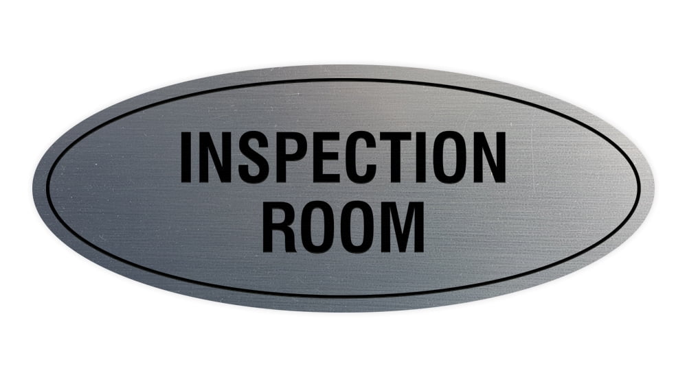 Oval Inspection Room Sign (Brushed Silver) - Large 3.6x9