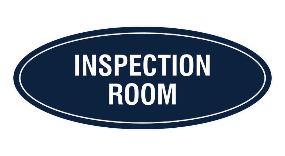 Suite Inspections Sign Oval Inspection Room Sign (Navy Blue / White) - Medium 2.75x7 ...