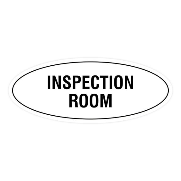 Oval Inspection Room Sign (White) - Small 2x5"