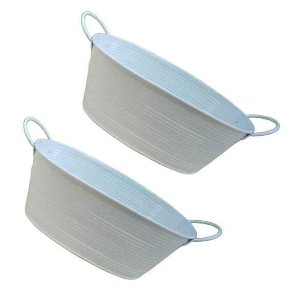 Oval Iron Planter Container Metal Flower Pots Tub Bucket With Handle For Tabletop Garden Balcony And Party Decoration 2x