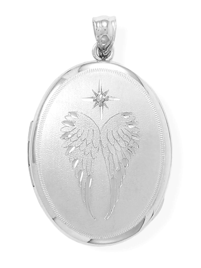 Oval Keepsake Locket Photo and Memory Keeper Sterling Silver and Diamond Accent Oval Keepsake Locket Photo and Memory Keeper Sterling Silver and Diamond Accent