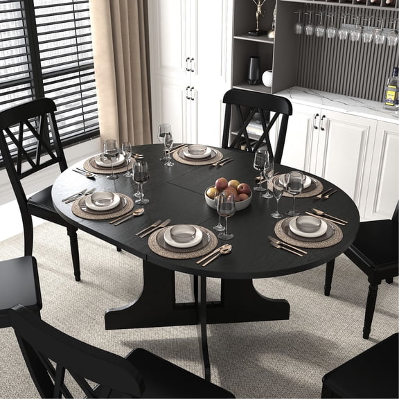 Oval Kitchen Dining Table | Adjustable Length for Different Rooms | Oak Veneer on MDF Top | Expertly Crafted