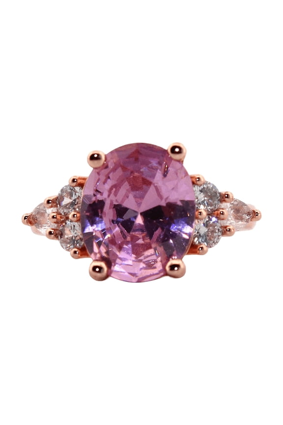 Oval Kunzite & Topaz Rose Gold Ring, size 6 092
