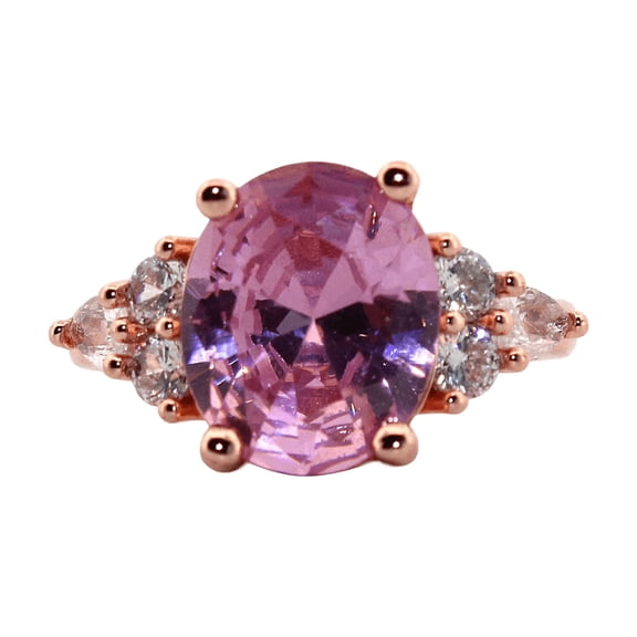 Oval Kunzite & Topaz Rose Gold Ring, size 7 091