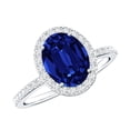 thumbnail image 1 of Rosec Jewels Lab Grown Blue Sapphire Oval Engagement Ring 4 Carat - AAAA Grade - Blue Sapphire Diamond Ring for Women, 18K White Gold, US 4.50, 1 of 8