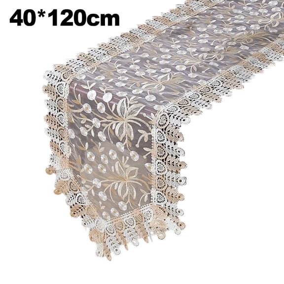 Oval Lace Table Runner Dining Tablecloth for Table Embroidered Tassel Table Flag