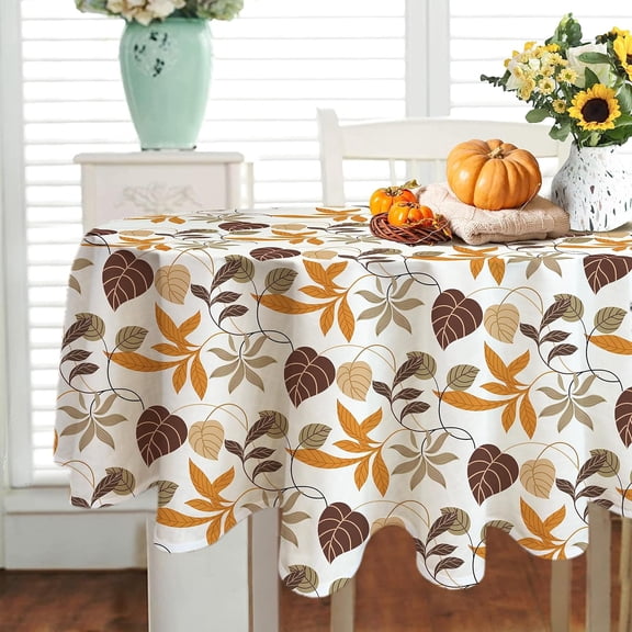 Oval Leaf Tablecloth 60x84 inches,Country Oval Tablecloths,Waterproof Wrinkle Resistant Durable Polyester Oval Table Cloth for Indoor and Outdoor, Holiday Kitchen Dining and Parties