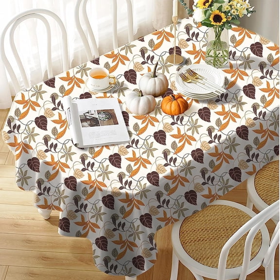 Oval Leaf Tablecloth 60x84 inches,Country Oval Tablecloths,Waterproof Wrinkle Resistant Durable Polyester Oval Table Cloth for Indoor and Outdoor, Holiday Kitchen Dining and Parties