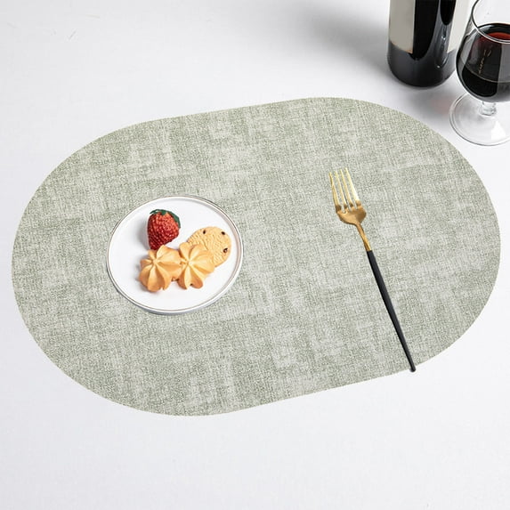 Oval Leather Placemats - Oil Proof & Heat Insulation Table Mats | 43x30cm (16.92x11.81in) | Water Resistant & Non-Slip | Western Dining & Home Use | Brown/Gray/Green/Blue/White/Coffee/Beige