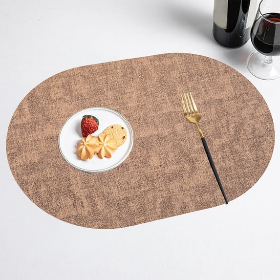 Oval Leather Placemats - Oil Proof & Heat Insulation Table Mats | 43x30cm (16.92x11.81in) | Water Resistant & Non-Slip | Western Dining & Home Use | Brown/Gray/Green/Blue/White/Coffee/Beige