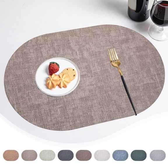 Oval Leather Placemats Set of 1 | Oil Proof & Heat Insulation Table Mat | Water Resistant & Non-Slip Bottom | Western Dining Home Decor | 43x30cm
