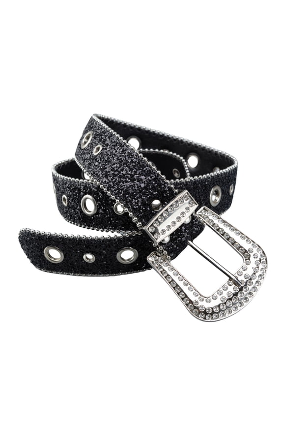 Oval Letter Buckle Waist Belt for Everyday Use Glittering Sequins Belt New Year Party Eye Catching Sparkling Waistband