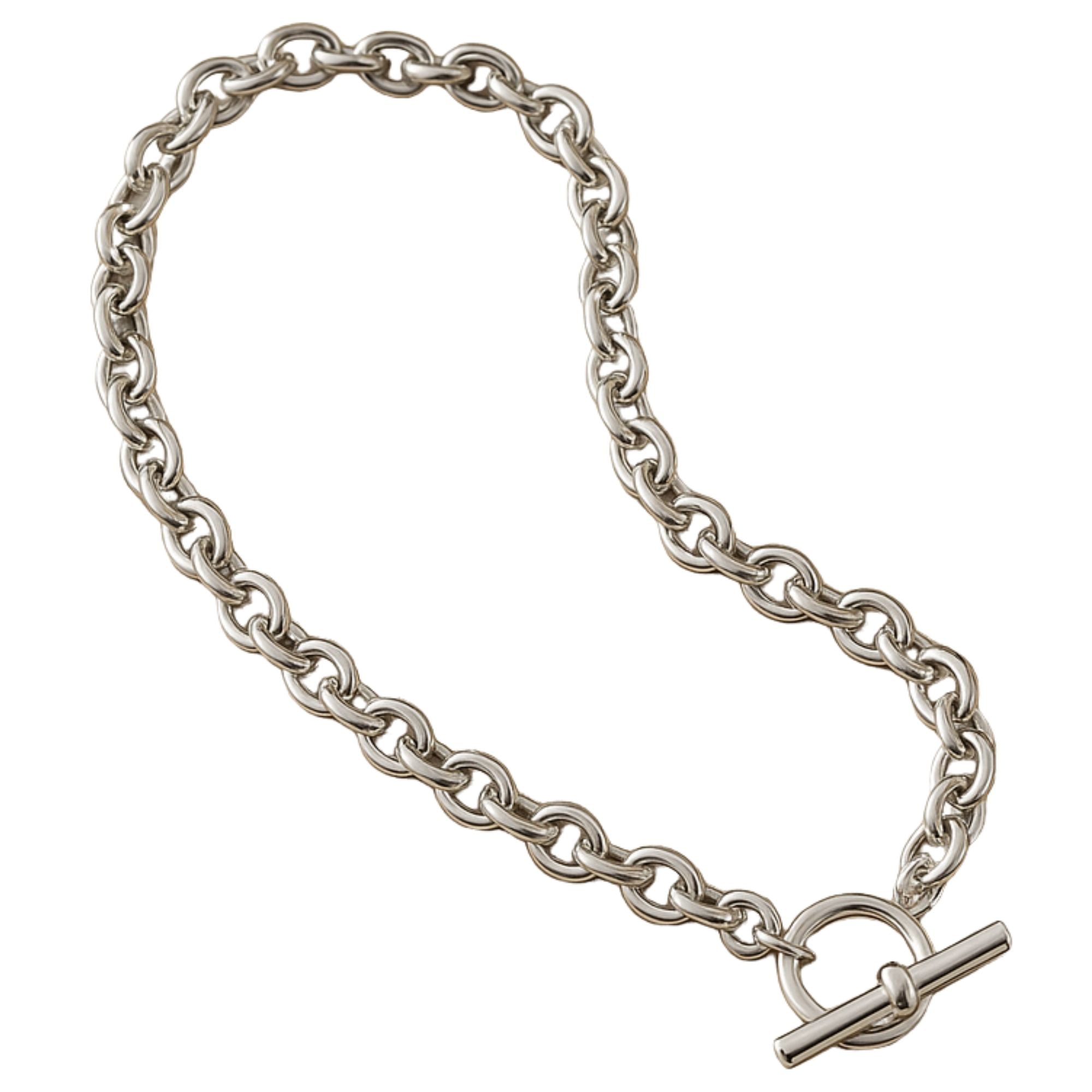 Oval Link Toggle Necklace for Women Heavy Weight 14KT Gold Plated Stainless Steel 18"Ginger Lyne Collection