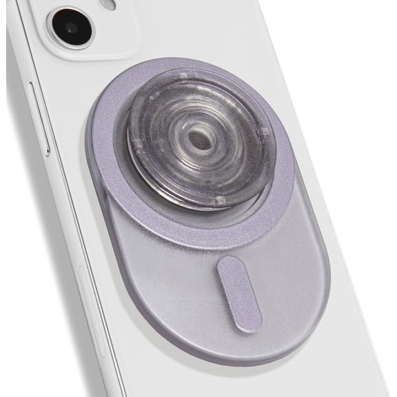 Oval Magnetic Phone Grip – Compatible, Translucent Design, Slim and Lightweight, Grip and Stand for iPhone (Black)