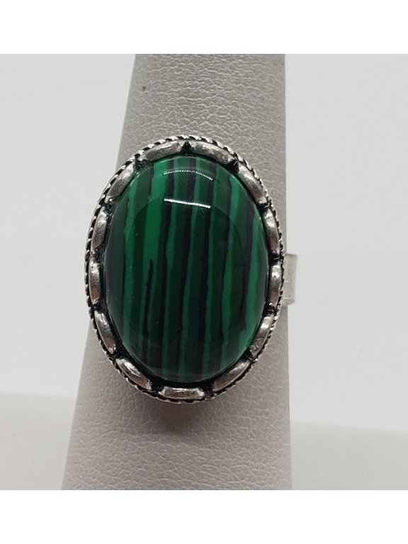 Oval Malachite Adjustable Ring