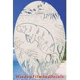 thumbnail image 1 of Oval Manatee Etched Window Decal Vinyl Glass Cling - 21" x 33" - White with Clear Design Elements, 1 of 9