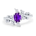 thumbnail image 1 of Oval Marquise Simulated Amethyst CZ Wedding Ring 925 Sterling Silver Size 5, 1 of 6