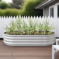 thumbnail image 1 of Oval Metal Raised Garden Bed - 70.86" x 35.43" x 11.42" Outdoor Planter Box for Vegetables, Flowers, Plants - Durable Galvanized Steel, Rust-Proof, Easy Assembly (Silver), 1 of 13