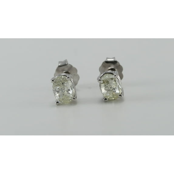 Oval Millennial Sunrise (Branded Shape) Diamond Stud Earrings 14k White Gold (1.15 Ct,J-K Color,VS Clarity)
