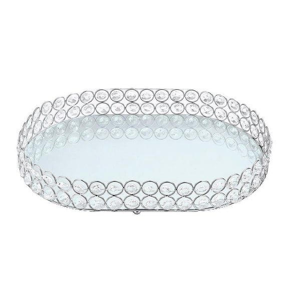 Oval Mirror Candle Centerpiece Serving Decorative Plate Tray S, M, L - L