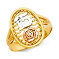 thumbnail image 1 of Oval Miss 15 Anos Ring Solid 14k Yellow White Rose Gold Quinceanera Rose Band Two Tone 17MM Size 8, 1 of 1