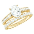 thumbnail image 1 of Rosec Jewels Certified Moissanite Wedding Ring Set of 2 - D-Vs1 Quality 6X8 mm Oval Engagement Ring with Wedding Band, 10K Yellow Gold, US 11.00, 1 of 9