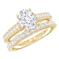 thumbnail image 1 of Rosec Jewels Certified Moissanite Wedding Ring Set of 2 - D-Vs1 Quality 6X8 mm Oval Engagement Ring with Wedding Band, 14K Yellow Gold, US 11.00, 1 of 9