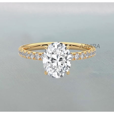 Oval Moissanite Engagement Ring, GRA Certified Wedding Ring, 1st Anniversary Gift For Women