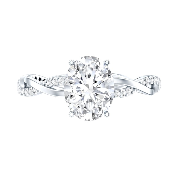 Rosec Jewels Oval Moissanite Hidden Halo Engagement Ring for Women (7X9 mm - 2 Ct - D-VS1 Grade), 10K White Gold, US 7.00