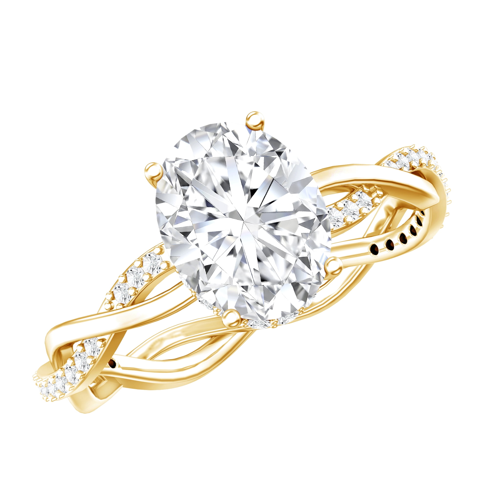 Rosec Jewels Oval Moissanite Hidden Halo Engagement Ring for Women (7X9 mm - 2 Ct - D-VS1 Grade), 10K Yellow Gold, US 6.00