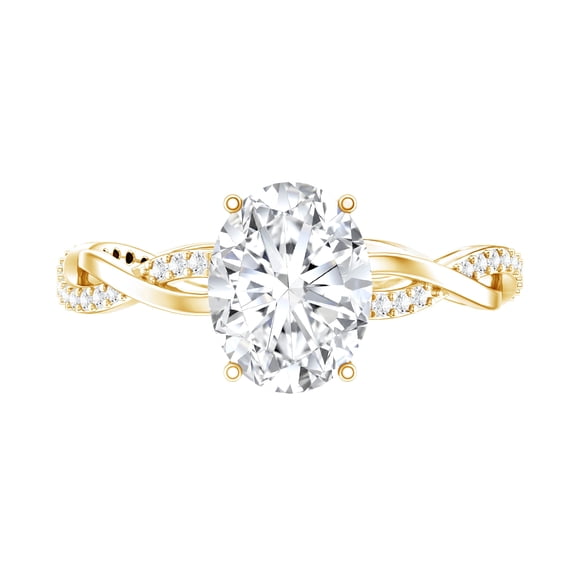 Rosec Jewels Oval Moissanite Hidden Halo Engagement Ring for Women (7X9 mm - 2 Ct - D-VS1 Grade), 10K Yellow Gold, US 7.00