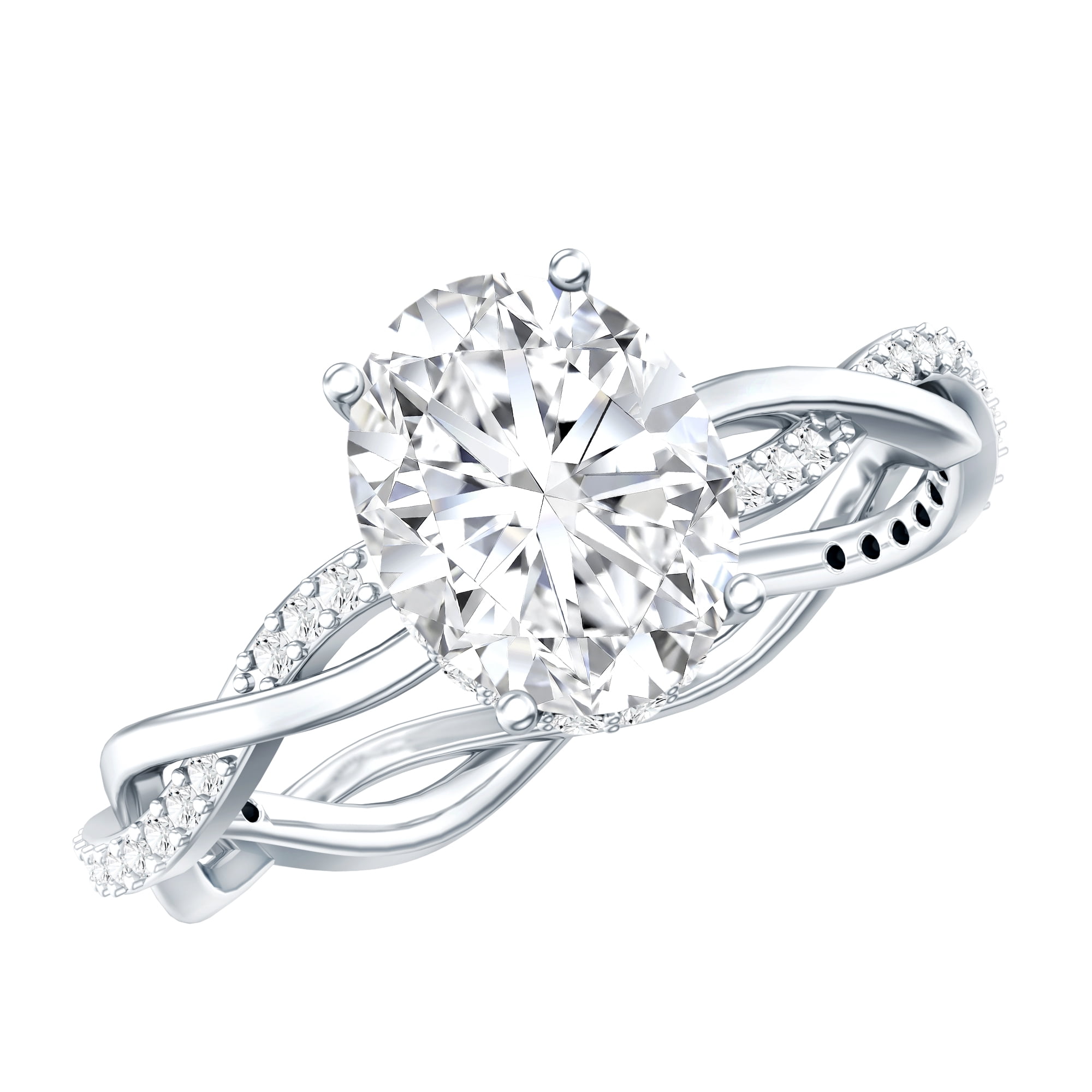 Rosec Jewels Oval Moissanite Hidden Halo Engagement Ring for Women (7X9 mm - 2 Ct - D-VS1 Grade), 14K White Gold, US 8.50