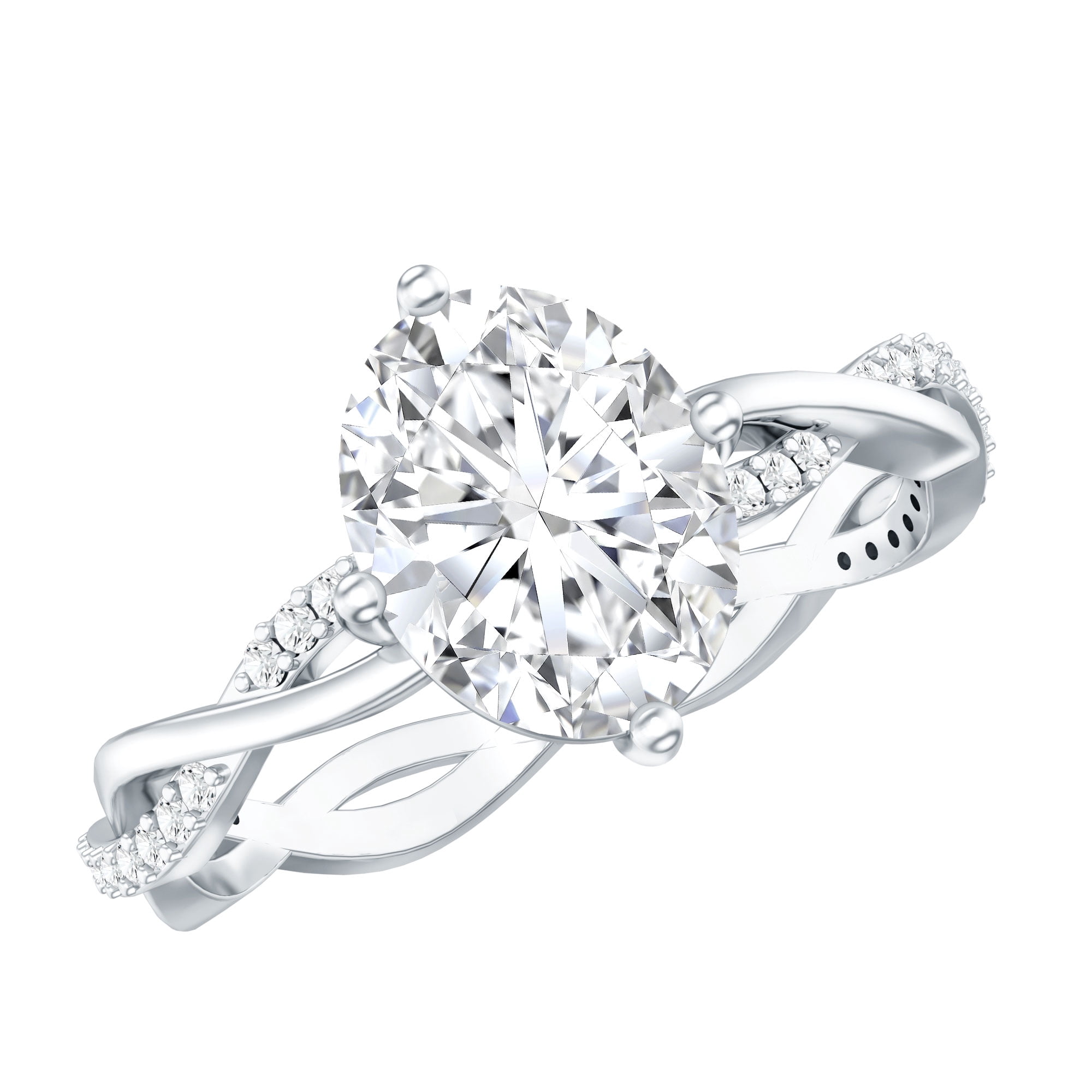 Rosec Jewels Certified Moissanite Oval Engagement Ring 2 Carat - Braided Ring for Women (7X9 mm, D-VS1 Quality), 925 Sterling Silver, US 4.00