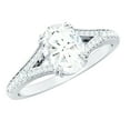 thumbnail image 1 of Rosec Jewels Moissanite Oval Engagement Ring 1 Carat - Split Shank Ring - 6X8 mm - D-VS1 Quality Certified, 14K White Gold, US 5.50, 1 of 8
