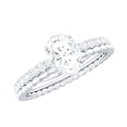 thumbnail image 1 of Rosec Jewels Moissanite Oval Engagement Ring 1 Carat - Double Band Ring - 5X7 mm - D-VS1 Quality Certified, 18K White Gold, US 11.00, 1 of 8