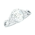 thumbnail image 1 of Rosec Jewels Certified Moissanite Oval Engagement Ring 1 Carat - D-VS1 Quality - Crossover Ring for Women - with Jewelry Box, 14K White Gold, US 3.50, 1 of 9