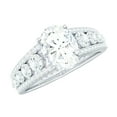 thumbnail image 1 of Rosec Jewels Moissanite Oval Engagement Ring with Side Stones - 6X8 mm - Designer Ring - 1 Ct - D-VS1 Grade, 10K White Gold, US 10.50, 1 of 9