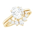thumbnail image 1 of Rosec Jewels Certified Moissanite Wedding Ring Set for Women - 1 Carat Oval Engagement Ring with Enhancer - D-VS1 Grade, 18K Yellow Gold, US 7.50, 1 of 9