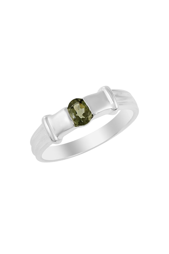 Oval Moldavite Gemstone 925 Sterling Silver Women Ring Jewelry