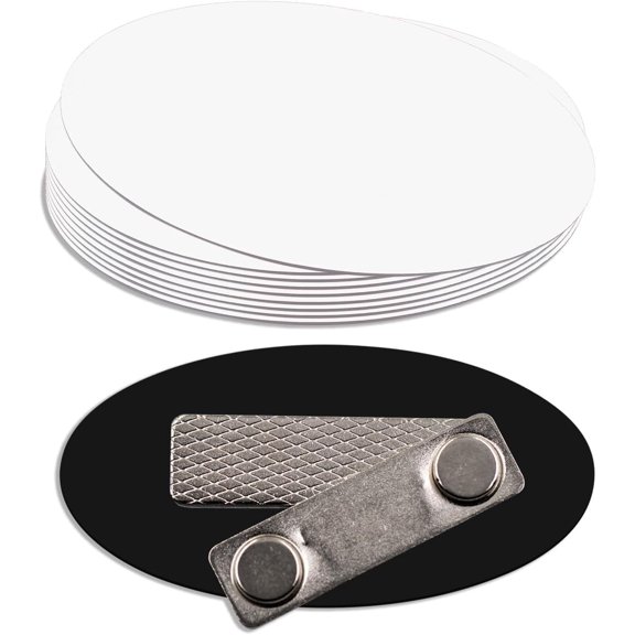 Oval Name Badge Blanks with Magnet - 10 Pack (White)