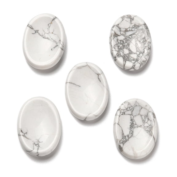 Oval Natural Howlite Worry Stone Anxiety Healing Thumb Stone 35-35.5x25x6.5mm