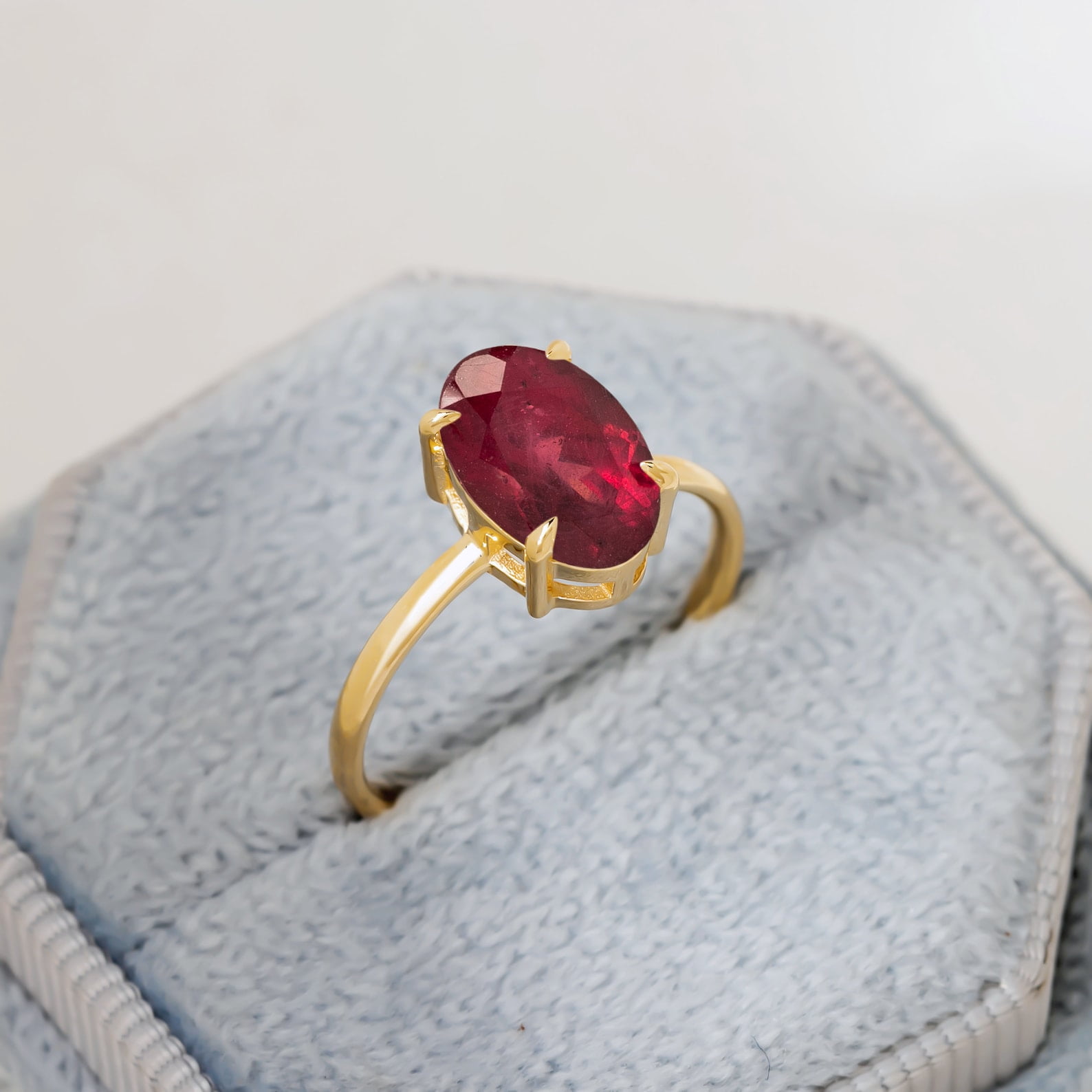 Oval Natural Ruby Engagement Ring,14k Solid Gold,Prong Set Solitaire — free download
