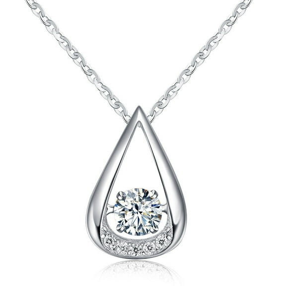 Oval Necklace for Woman Sterling Silver Pendant and Chain Swing Stone Ginger Lyne Collection