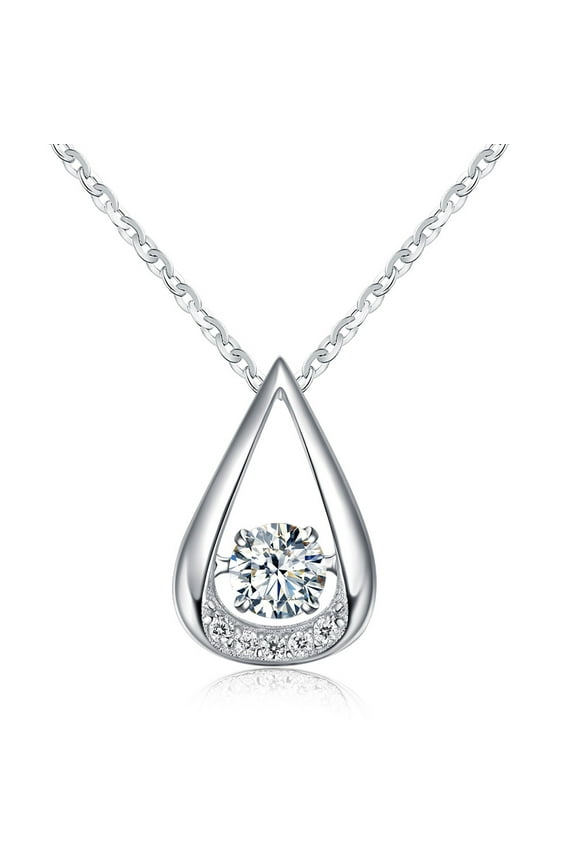 Oval Necklace for Woman Sterling Silver Pendant and Chain Swing Stone Ginger Lyne Collection